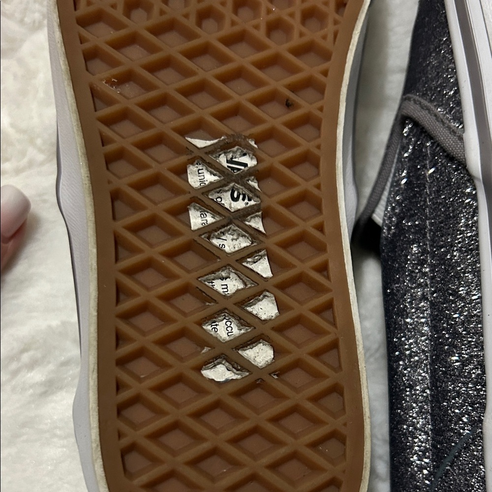 Vans Women's Sparkle Slip-On Sneakers - Black and Silver - Picture 6 of 7